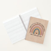 Tekst toevoegen Naam Boho Rainbow Heart Soft Brown Notitieboek (Binnen)