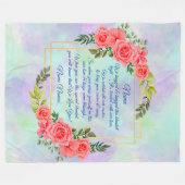 Tekst toevoegen Naam Floral Roos We hebben Blauw g Fleece Deken (Voorkant (Horizontaal))