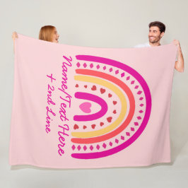 Tekst toevoegen naam wijzigen Boho Rainbow harten  Fleece Deken