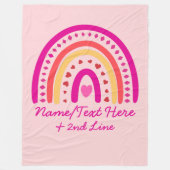 Tekst toevoegen naam wijzigen Boho Rainbow harten  Fleece Deken (Voorkant)