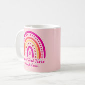 Tekst toevoegen naam wijzigen Boho Rainbow harten Koffiemok (Voorkant links)