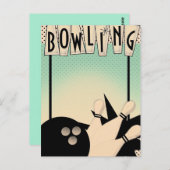 TEKST TOEVOEGEN  Retro Bowling Bowl Night Event Briefkaart (Voorkant / Achterkant)