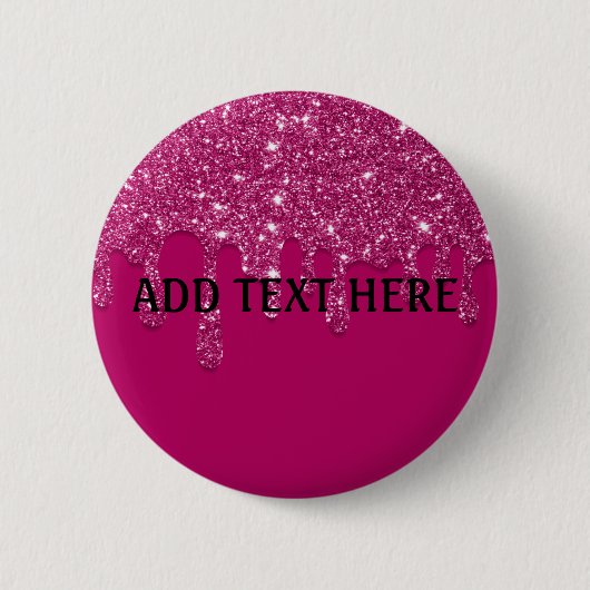 Tekst toevoegen | Roze druipende glitterknop Ronde Button 5,7 Cm (Voorkant)