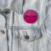 Tekst toevoegen | Roze druipende glitterknop Ronde Button 5,7 Cm (In situ)