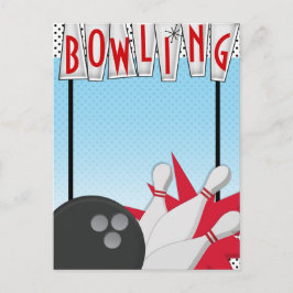 TEKST TOEVOEGEN Vintage Retro Bowling Bowl Night E Briefkaart