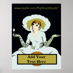 Tekst toevoegen Vintage Style Dame, Bord Poster