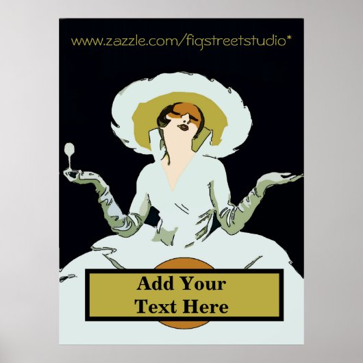 Tekst toevoegen Vintage Style Dame, Bord Poster (Voorkant)