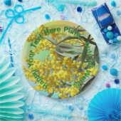 Tekst toevoegen Wattle & Gum Leaves Aussie 9" Papieren Bordje (Feest)