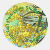 Tekst toevoegen Wattle & Gum Leaves Aussie Large Ronde Sticker (Voorkant)