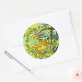 Tekst toevoegen Wattle & Gum Leaves Aussie Large Ronde Sticker (Envelop)