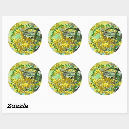 Tekst toevoegen Wattle & Gum Leaves Aussie Large Ronde Sticker (Vel)