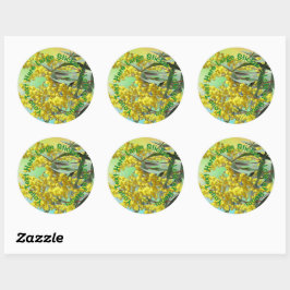 Tekst toevoegen Wattle & Gum Leaves Aussie Large Ronde Sticker