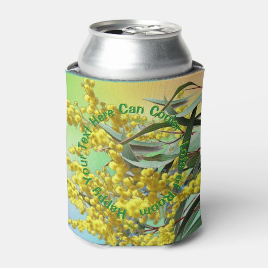 Tekst toevoegen Wattle & Gum Leaves Aussie Stubby Blikjeskoeler (Blikje Voorkant)