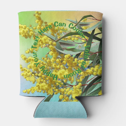 Tekst toevoegen Wattle & Gum Leaves Aussie Stubby Blikjeskoeler (Achterkant)