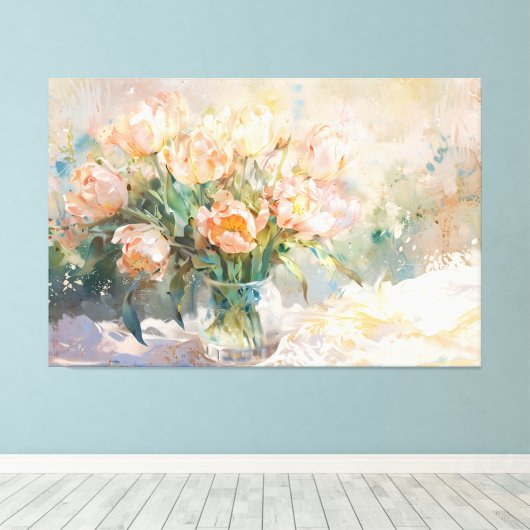 *~* Tekst TV2 NOG TULPEN Uitgerekt Canvas Print (Insitu (Houten vloer))