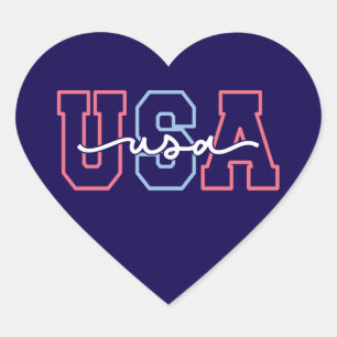 Tekst USA 4 juli ontwerp-62118 Hart Sticker