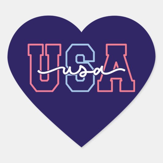 Tekst USA 4 juli ontwerp-62118 Hart Sticker (Voorkant)