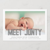 TEKST VAN DE OUDE KLOOF: NIEUWE geboorte van baby' Aankondiging (Voorkant)