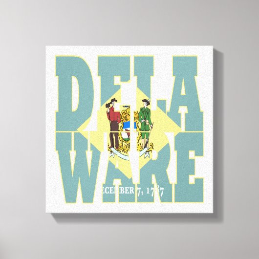 Tekst van de statusvlag Delaware Canvas Afdruk (Voorkant)
