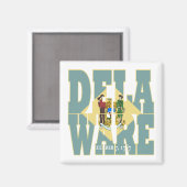Tekst van de statusvlag Delaware Magneet (Voorkant / Achterkant)
