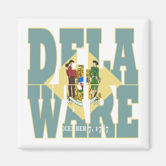 Tekst van de statusvlag Delaware Magneet (Voorkant)