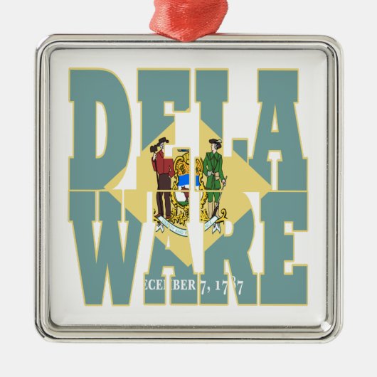 Tekst van de statusvlag Delaware Metalen Ornament (Voorkant)