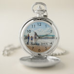 Tekst van de vakantie van de fotoreis van de famil zakhorloge<br><div class="desc">Voeg je eigen favoriete foto toe van een zomervakantie,  reizen,  kinderen,  vriendin/vriendje of huisdier. Zwarte cijfers. Sjabloon voor jouw tekst,  zwarte letters. Een geweldig cadeau of keepasje van je reizen of huwelijksreis.</div>