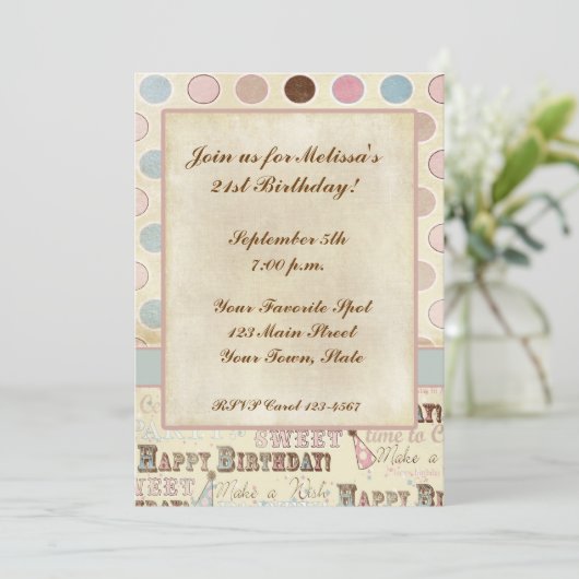 Tekst van de verjaardag, Circles Uitnodiging (Staand voorkant)