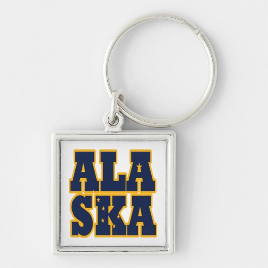 Tekst van de vlag van de staat Alaskan Sleutelhanger (Voorkant)