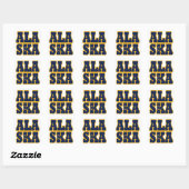 Tekst van de vlag van de staat Alaskan Vierkante Sticker (Vel)