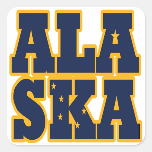Tekst van de vlag van de staat Alaskan Vierkante Sticker (Voorkant)