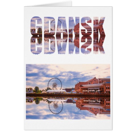 Tekst van Gdansk met uitzicht van de oude stad met (Voorkant)