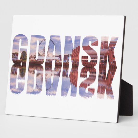 Tekst van Gdansk met uitzicht van de oude stad met Fotoplaat (Zijkant)