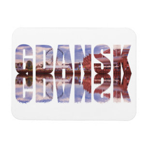 Tekst van Gdansk met uitzicht van de oude stad met Magneet