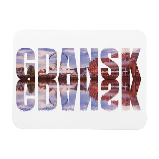 Tekst van Gdansk met uitzicht van de oude stad met Magneet (Horizontaal)