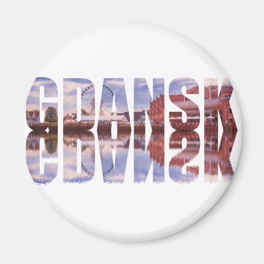 Tekst van Gdansk met uitzicht van de oude stad met Magneet (Voorkant)