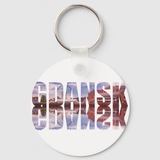 Tekst van Gdansk met uitzicht van de oude stad met Sleutelhanger (Voorkant)