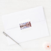 Tekst van Gdansk met uitzicht van de oude stad met Vierkante Sticker (Envelop)