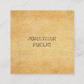  tekst van het verdringingsscript Oud papier ziet  Vierkante Visitekaartje (Voorkant)