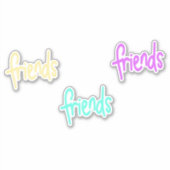 Tekst van kleurrijke vrienden op wit sticker (Voorkant)