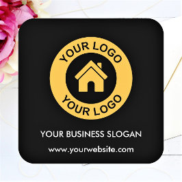 Tekst van logo met bedrijfsleus vierkante sticker