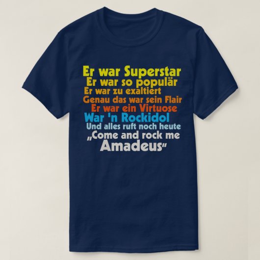 Tekst van Rock Me Amadeus Falco T-shirt (Design voorkant)
