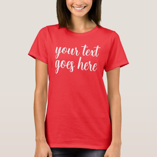 Tekst van script Vrouwen Diep Rode Aangepaste Sjab T-shirt (Voorkant)
