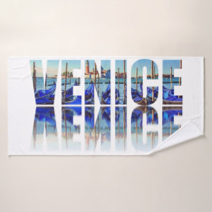 Tekst van Venetië met reflectie Badhanddoek
