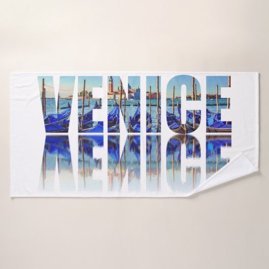 Tekst van Venetië met reflectie Badhanddoek (Badhanddoek)