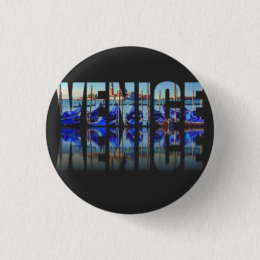 Tekst van Venetië met reflectie Ronde Button 3,2 Cm (Voorkant)