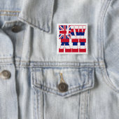 Tekst vlag Hawaï Vierkante Button 5,1 Cm (In situ)