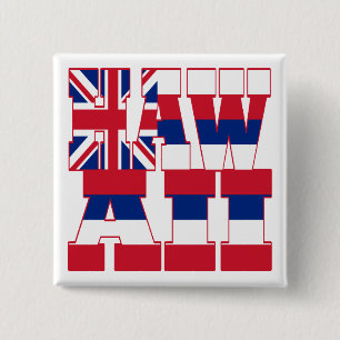 Tekst vlag Hawaï Vierkante Button 5,1 Cm
