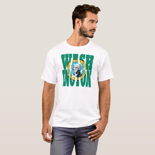 Tekst vlag Washington T-shirt (Voorkant volledig)