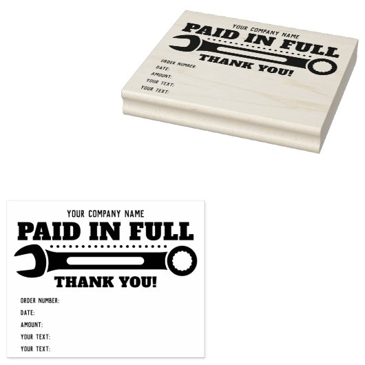 tekst volledig betaald Hartelijk dank! WRENCH Rubberstempel (Gestempeld)